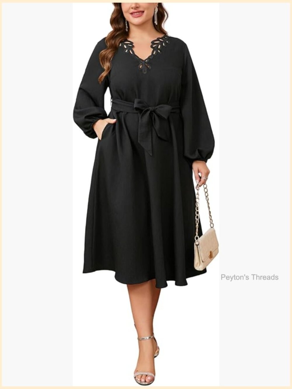 Plus Size Elegant Cocktail Dress with Belt